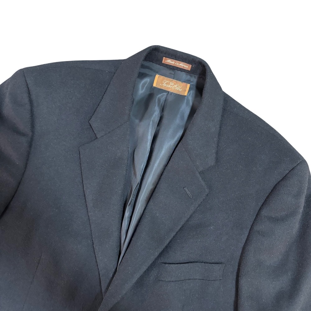 Tasso‎ Elba Mens 100% Camel Hair Blazer Black Lanificio Campore 42R TF52B02